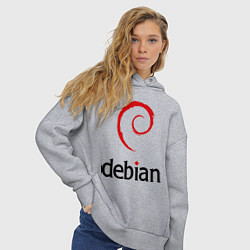 Толстовка оверсайз женская Debian, цвет: меланж — фото 2