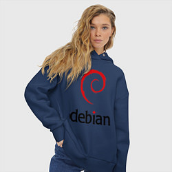 Толстовка оверсайз женская Debian, цвет: тёмно-синий — фото 2