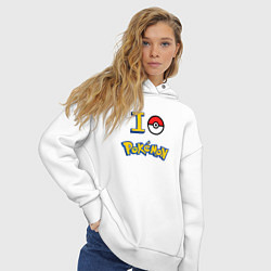 Толстовка оверсайз женская Покемон I love pokemon, цвет: белый — фото 2