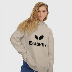 Толстовка оверсайз женская Butterfly Logo, цвет: миндальный — фото 2