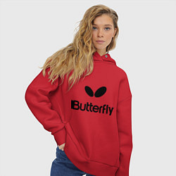 Толстовка оверсайз женская Butterfly Logo, цвет: красный — фото 2