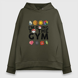 Толстовка оверсайз женская Pokemon Im going to the gym (black), цвет: хаки