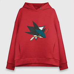 Толстовка оверсайз женская San Jose Sharks, цвет: красный