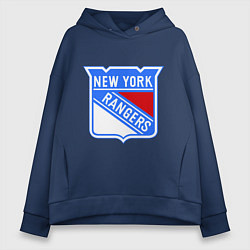 Толстовка оверсайз женская New York Rangers, цвет: тёмно-синий