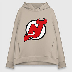 Толстовка оверсайз женская New Jersey Devils, цвет: миндальный