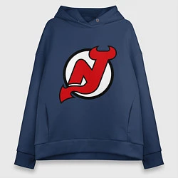 Толстовка оверсайз женская New Jersey Devils, цвет: тёмно-синий