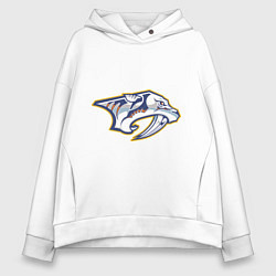 Толстовка оверсайз женская Nashville Predators, цвет: белый