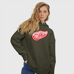 Толстовка оверсайз женская Detroit Red Wings, цвет: хаки — фото 2