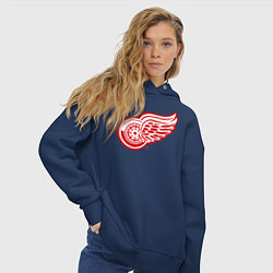 Толстовка оверсайз женская Detroit Red Wings, цвет: тёмно-синий — фото 2