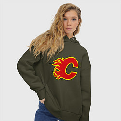 Толстовка оверсайз женская Calgary Flames, цвет: хаки — фото 2