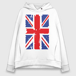 Толстовка оверсайз женская Британский флаг, цвет: белый