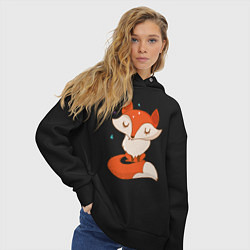 Толстовка оверсайз женская Лисичка, цвет: черный — фото 2