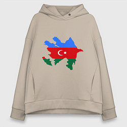Толстовка оверсайз женская Azerbaijan map, цвет: миндальный