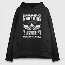 Толстовка оверсайз женская Swimming, цвет: черный