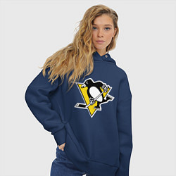 Толстовка оверсайз женская Pittsburgh Penguins, цвет: тёмно-синий — фото 2