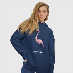 Толстовка оверсайз женская Гордый фламинго, цвет: тёмно-синий — фото 2