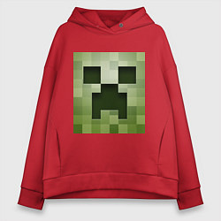 Толстовка оверсайз женская Мinecraft creeper, цвет: красный