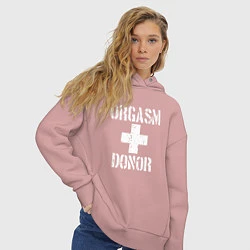 Толстовка оверсайз женская Orgasm + donor, цвет: пыльно-розовый — фото 2