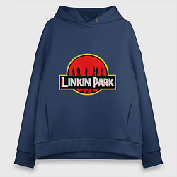 Толстовка оверсайз женская Linkin Park: Jurassic Park, цвет: тёмно-синий