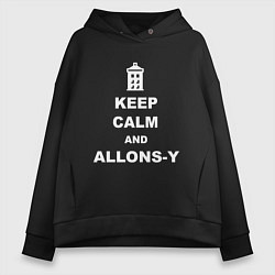 Толстовка оверсайз женская Keep Calm & Allons-Y, цвет: черный