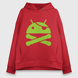 Толстовка оверсайз женская Android super user, цвет: красный