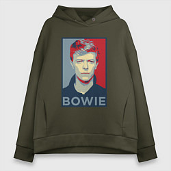 Толстовка оверсайз женская Bowie Poster, цвет: хаки