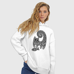 Толстовка оверсайз женская Кот3, цвет: белый — фото 2