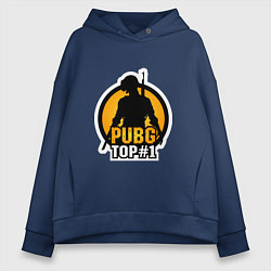 Толстовка оверсайз женская PUBG Top 1, цвет: тёмно-синий