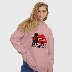 Толстовка оверсайз женская Самурай Champloo закат, цвет: пыльно-розовый — фото 2