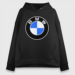 Толстовка оверсайз женская Logo BMW, цвет: черный