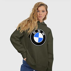 Толстовка оверсайз женская Logo BMW, цвет: хаки — фото 2