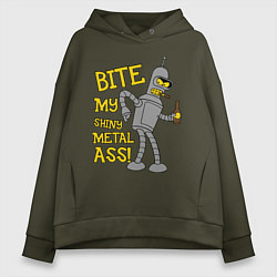 Толстовка оверсайз женская Bite my shunny metal ass, цвет: хаки