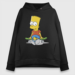 Толстовка оверсайз женская Барт на скейте, цвет: черный