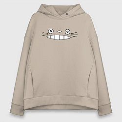 Толстовка оверсайз женская Totoro face, цвет: миндальный