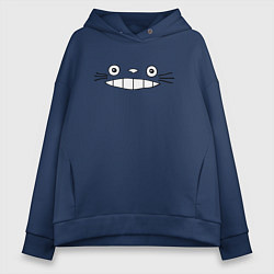 Толстовка оверсайз женская Totoro face, цвет: тёмно-синий