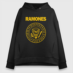 Толстовка оверсайз женская Ramones, цвет: черный