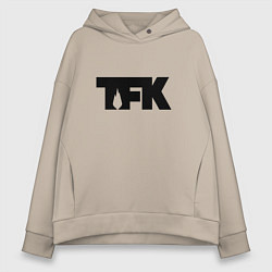 Толстовка оверсайз женская TFK: Black Logo, цвет: миндальный