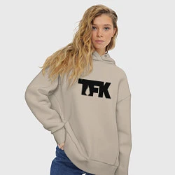 Толстовка оверсайз женская TFK: Black Logo, цвет: миндальный — фото 2