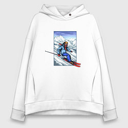 Толстовка оверсайз женская Лыжный Спорт, цвет: белый