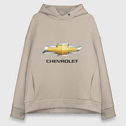 Толстовка оверсайз женская Chevrolet логотип, цвет: миндальный