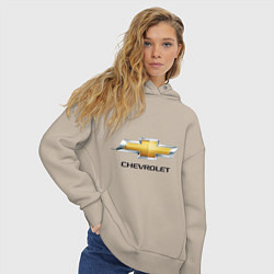 Толстовка оверсайз женская Chevrolet логотип, цвет: миндальный — фото 2