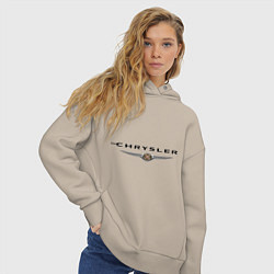 Толстовка оверсайз женская Chrysler logo цвета миндальный — фото 2