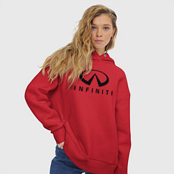 Толстовка оверсайз женская Infiniti logo, цвет: красный — фото 2