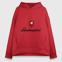Толстовка оверсайз женская Logo lamborghini, цвет: красный