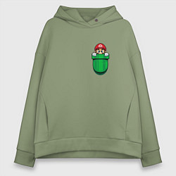 Толстовка оверсайз женская Марио в кармане, цвет: авокадо