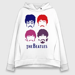 Толстовка оверсайз женская The Beatles faces, цвет: белый