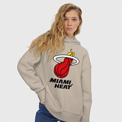 Толстовка оверсайз женская Miami Heat-logo, цвет: миндальный — фото 2