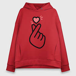 Толстовка оверсайз женская K-pop: Faith Love, цвет: красный