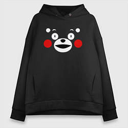 Толстовка оверсайз женская Kumamon Face, цвет: черный