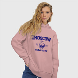 Толстовка оверсайз женская MGU Moscow University, цвет: пыльно-розовый — фото 2